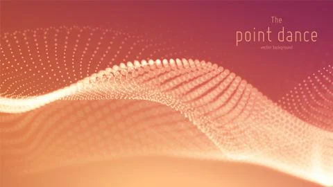 Vector abstract red particle wave, points array, shallow depth of field Illustrazione stock