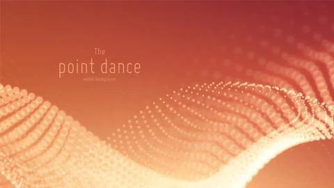 Vector abstract red particle wave, points array, shallow depth of field Illustrazione stock