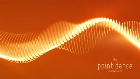 Vector abstract red particle wave, points array, shallow depth of field Illustrazione stock