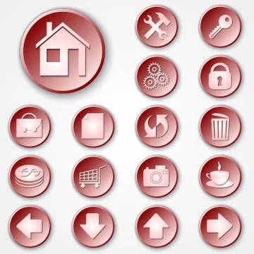 Vector abstract red round paper icon set Stock Illustration