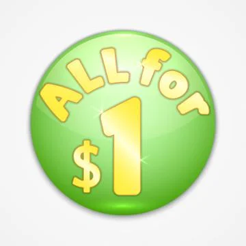Vector abstract round green sticker all for one dollar Stock Illustration