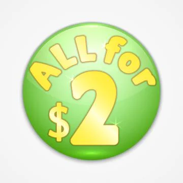 Vector abstract round green sticker all for two dollars Stock Illustration