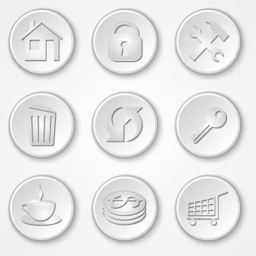 Vector abstract round paper icon set Illustrazione stock