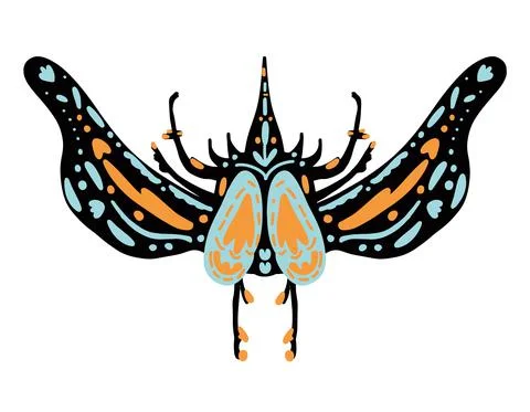 Vector Abstract scarab beetle in African style. Stock Illustration