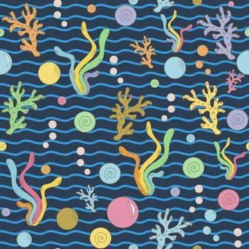 Vector abstract sea algae pattern Vector abstract sea algae pattern on a m... Foto stock