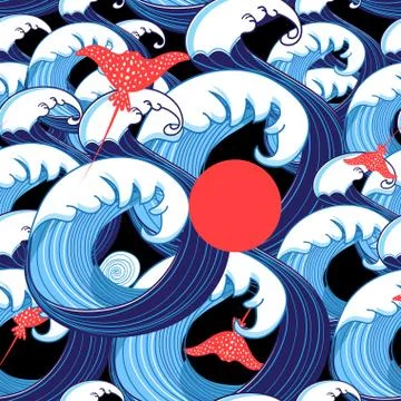Vector abstract sea pattern from beautiful waves and rays イラスト素材