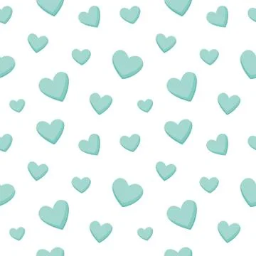 Vector abstract seamless background with blue hearts. Endless pattern. Great for Stock Illustration