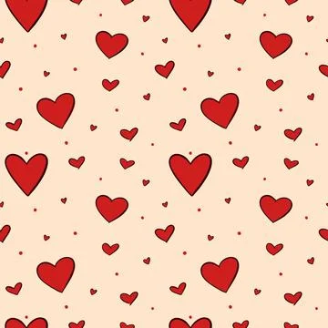 Vector abstract seamless background with hearts for Valentines day. Great for Stock Illustration