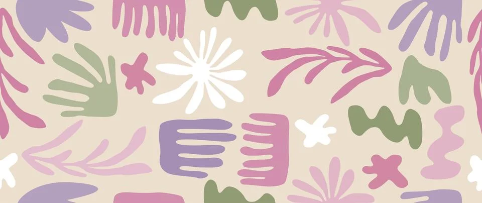 Vector abstract seamless background. Various isolated shapes of modern trendy Illustrazione stock