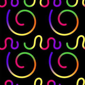 Vector Abstract Seamless Colored Gradient Shapes Set. Squiggly Design Element Stock Illustration