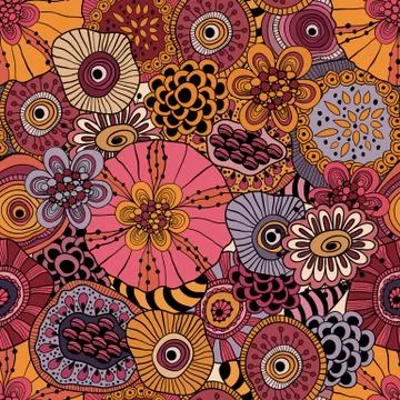 Vector abstract seamless  floral composition Stock Illustration