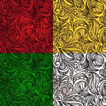 Vector abstract seamless floral  patterns on different colorful backgrounds Stock Illustration