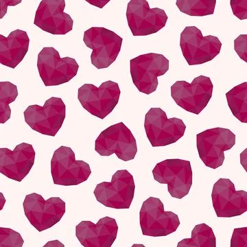 Vector abstract seamless geometric pattern with polygonal hearts. Valentines day Иллюстрация