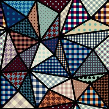 Vector abstract seamless patchwork pattern from riangles イラスト素材