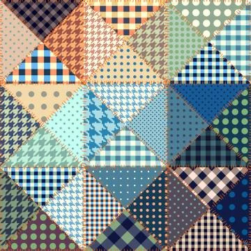 Vector abstract seamless patchwork pattern from riangles Stock Illustration