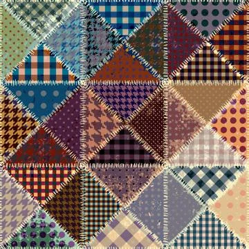 Vector abstract seamless patchwork pattern from riangles 스톡 일러스트