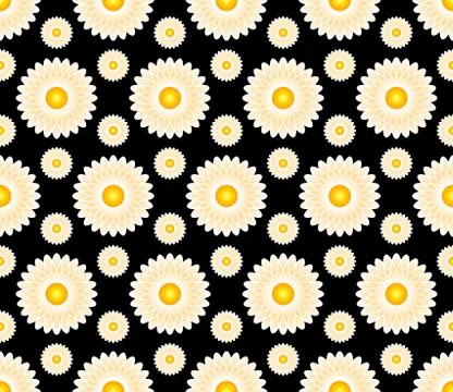 Vector abstract seamless pattern background with camomile  flowers Stock Illustration