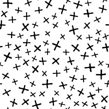 Vector abstract seamless pattern with black cross elements. Hand drawn crosse Stock Illustration