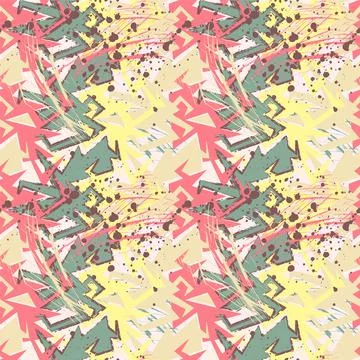 Vector abstract seamless pattern with curved geometry  elements, grunge spots. Illustrazione stock