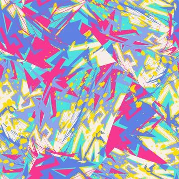 Vector abstract seamless pattern with curved geometry  elements, grunge spots. イラスト素材