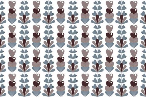 Vector abstract seamless pattern. Design with flowers and hearts in coffee and イラスト素材