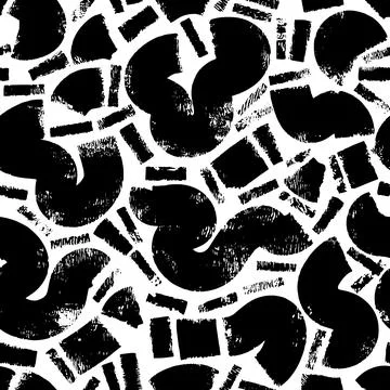 Vector abstract seamless pattern with different shapes and textures. Bold cur Illustrazione stock