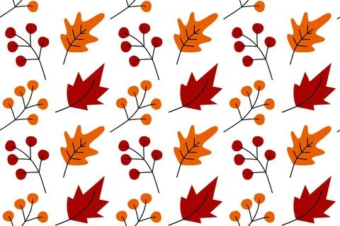 Vector abstract seamless pattern with leaves and twigs in trendy autumn shades Stock Illustration