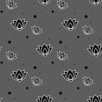 Vector abstract seamless pattern with lotus flowers. Abstract vector backgr.. Stock Illustration