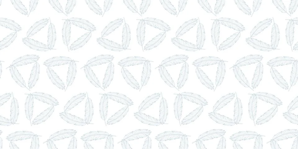Vector abstract seamless pattern with pale blue leaves. Stock Illustration