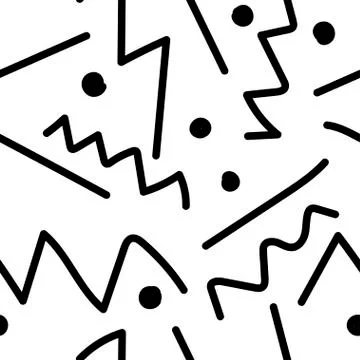 Vector abstract seamless pattern. Prints black lines and hand drawn Stock Illustration