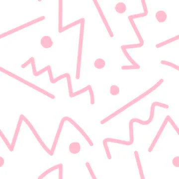 Vector abstract seamless pattern. Prints pink lines and hand drawn Stock Illustration