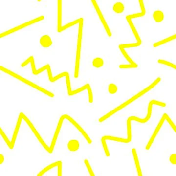 Vector abstract seamless pattern. Prints yellow lines and hand drawn Stock Illustration