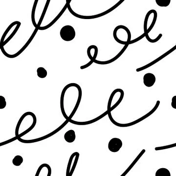Vector abstract seamless pattern. Prints black lines and hand drawn points Stock Illustration