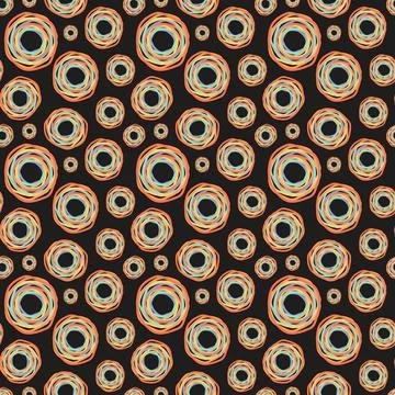 Vector abstract seamless pattern of random rainbow striped spiral circles on Stock Illustration