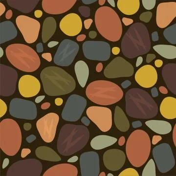 Vector abstract seamless pattern with sea stones, pebbles Stock Illustration