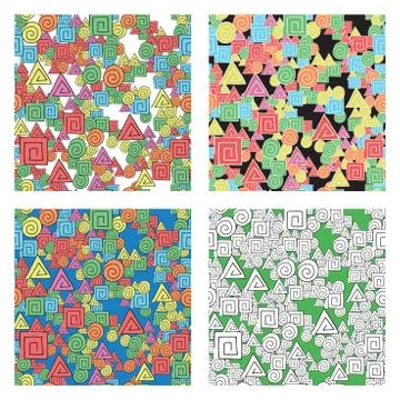 Vector abstract seamless pattern set, texture background, circle, square and  Stock Illustration