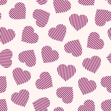 Vector abstract seamless pattern with striped hearts. Repeatable Valentines day Stock Illustration
