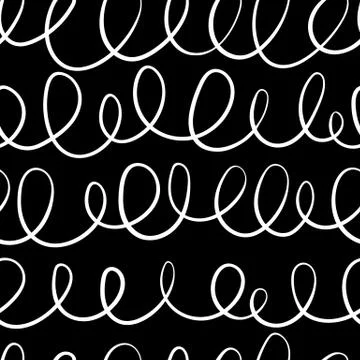 Vector abstract seamless scribble pattern on black. Illustrazione stock