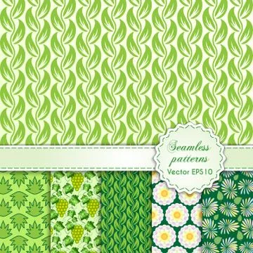 Vector abstract seamless set background with floral ornament Stock Illustration