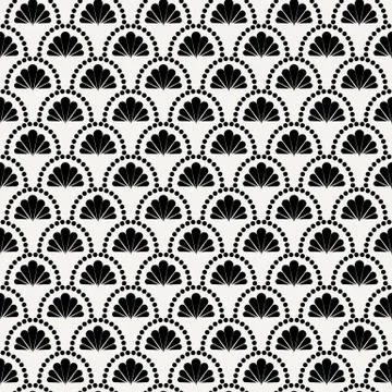 Vector abstract seamless wavy pattern with dotted geometrical fish scale layo Illustrazione stock