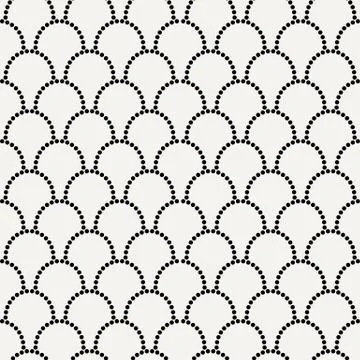 Vector abstract seamless wavy pattern with dotted geometrical fish scale layo Illustrazione stock