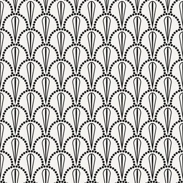 Vector abstract seamless wavy pattern with dotted geometrical fish scale layo Stock Illustration