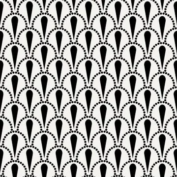 Vector abstract seamless wavy pattern with dotted geometrical fish scale layo Illustrazione stock