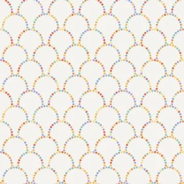 Vector abstract seamless wavy pattern with dotted geometrical fish scale layo Stock Illustration