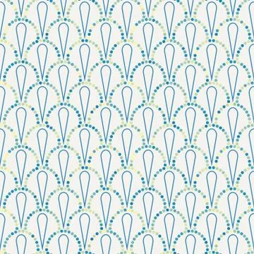 Vector abstract seamless wavy pattern with dotted geometrical fish scale layo Stock Illustration