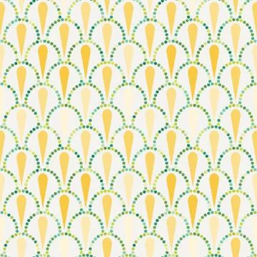 Vector abstract seamless wavy pattern with dotted geometrical fish scale layo イラスト素材