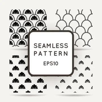 Vector abstract seamless wavy pattern with dotted geometrical fish scale layo Illustrazione stock