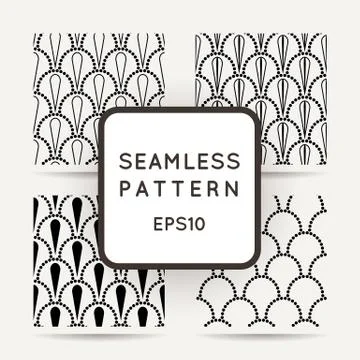 Vector abstract seamless wavy pattern with dotted geometrical fish scale layo Illustrazione stock
