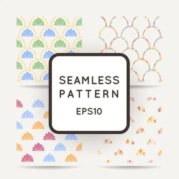 Vector abstract seamless wavy pattern with dotted geometrical fish scale layo Stock Illustration