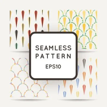 Vector abstract seamless wavy pattern with dotted geometrical fish scale layo Stock Illustration